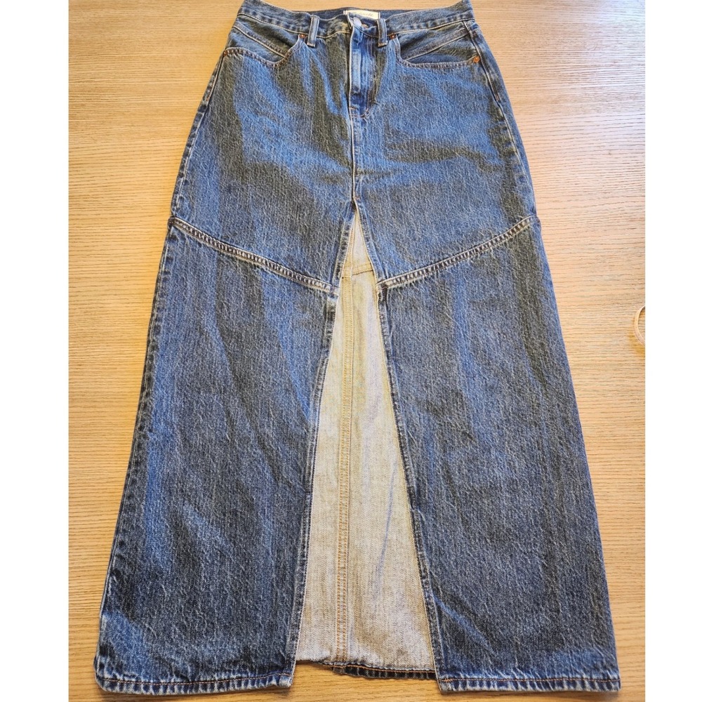 Anthropologie Madewell Denim Max Front Slit Long Skirt grittyboho westernchic